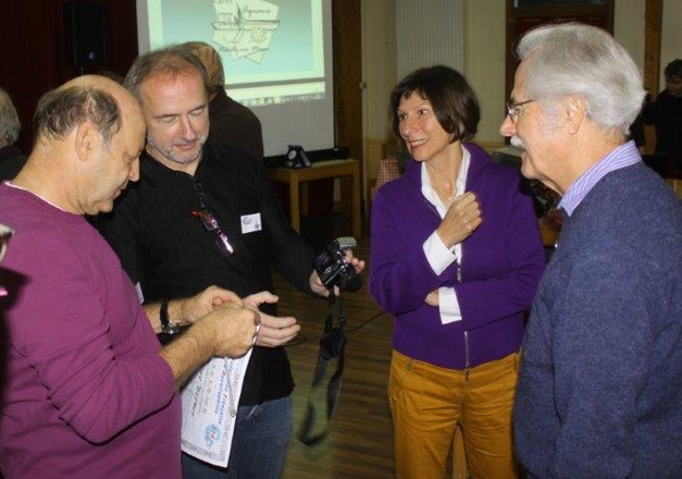 Nos invités : (de G à D) Uwe Werner, Anton Lamboj, Mme Staeck, Wolfgang Staeck